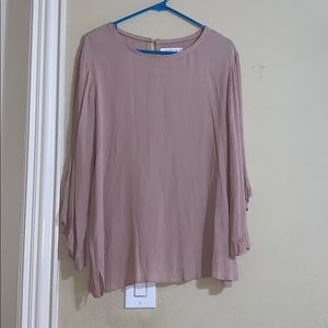 Soft blush pink shark bite sleeve blouse